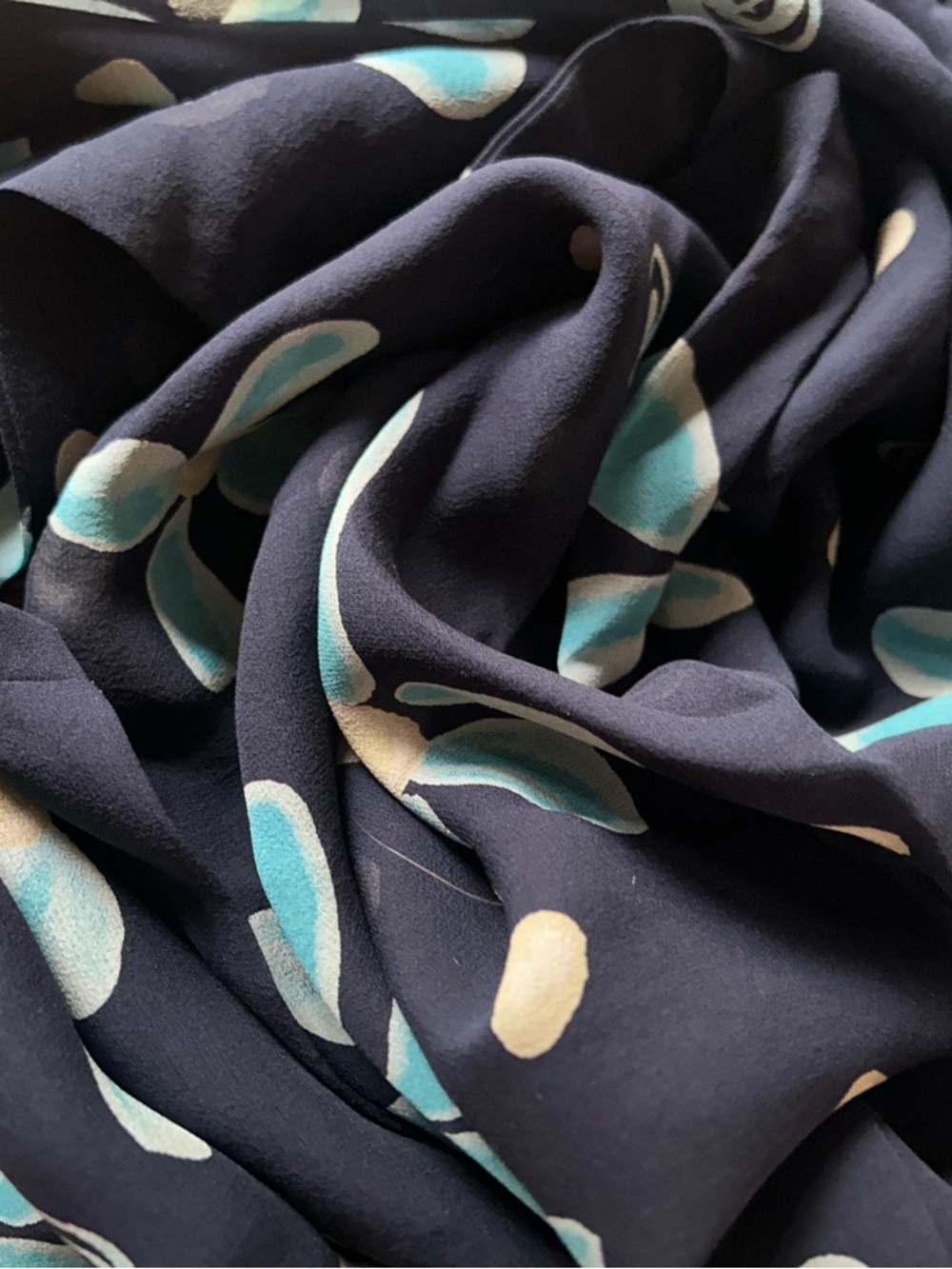 Preview Collection Navy Scarf with Teal and Cream Dot Print and floral pattern
